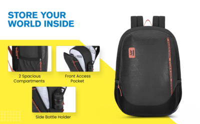 Skybags WHIZ LAPTOP BACKPACK 01 Black 2
