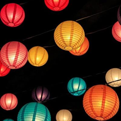 Hanging Party Decoration Multicolor Cloth Lantern 10 Inch (Yash-1036)