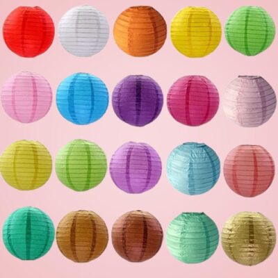 Hanging Party Decoration Multicolor Cloth Lantern 14 Inch (Yash-1038)