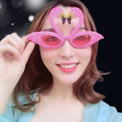 Flamingo Love Party Shades – Glitter Heart Design (DC-048)
