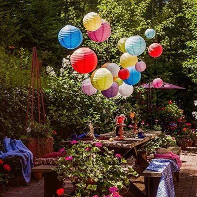 Hanging Party Decoration Multicolor Cloth Lantern 12 Inch (Yash-1037)