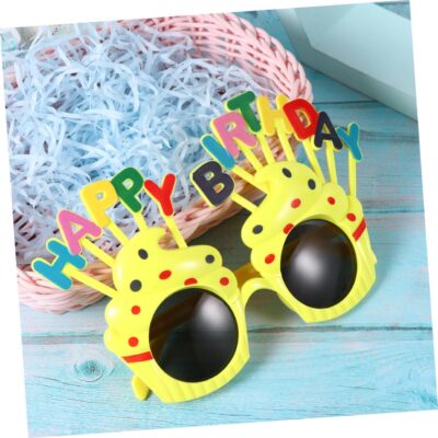 Candy Cupcake Happy Birthday Party Glasses – Red Glitter Style (CANDY RED, YELLOW&LAVANDER)