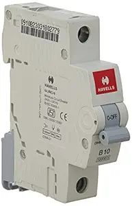Havells DHMGBSPF010 PVC Plastic 10A MCB SP B Curve (White)