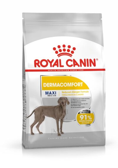 Royal Canin Derma Comfort Maxi Adult Dog Food, 3 Kg, with Reduced Allergen Formula, Helpful for Dogs Prone to Skin Irritation & Itching, Proven Results in 2 Months,Pellet