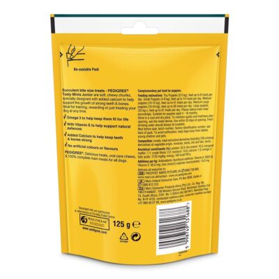 Pedigree Tasty Minis Cubes Puppy Dog Treat, Chicken Flavour - 125g ( Pack of 8 )