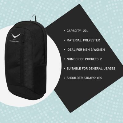 Vicky Transform Backpack 20L Polyester Lightweight Travel 2 Pockets Sports Swimming Outdoor General Purpose Bag Fitness For Men And Women (Black)
