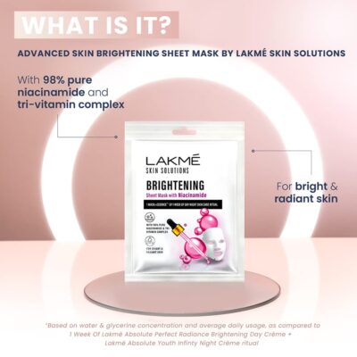 Lakme Skin Solutions Sheet Mask Brightening With Niacinamide 25Ml, Pack Of 2