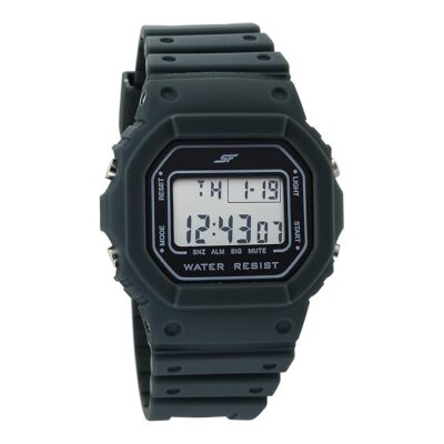 SF Hexa Digital Dial Unisex Watch with Polyurethane Strap-77122PP01