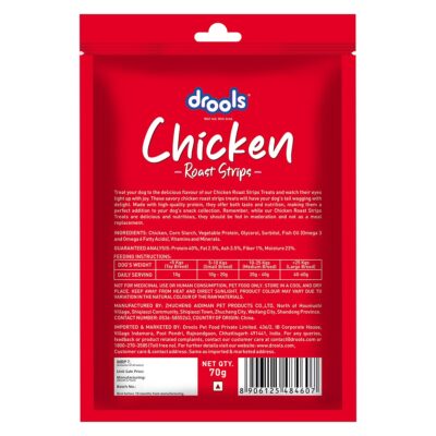 Drools Real Chicken Roast Strips, Dog Treats, 70gm | Rich in Protein, No Artificial Preservatives | Best for Training & Bonding | for Puppy & Adult | Formulated in USA | Premium Treats