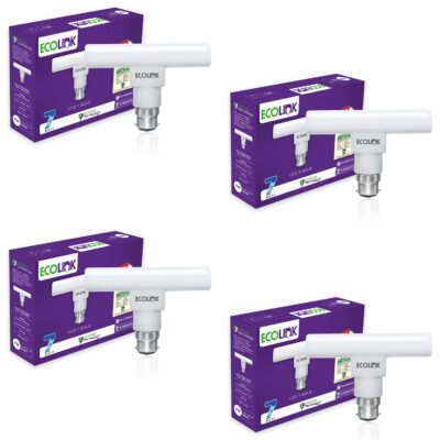 EcoLink 7-Watt Base B22 Flexible & Rotatable T-Bulb (Cool White,Pack of 4)