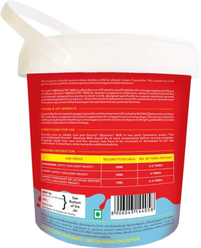 Drools Absolute Liquid Milk For Newborn Puppy Dog,500G Pack