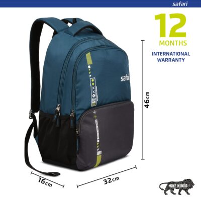 Safari Quill 5 Compartment Laptop Backpack 26 Ltrs Water Resistant Fabric - Blue, L (QUILL19CBBLU)