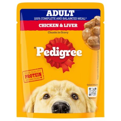Pedigree Adult Wet Dog Food, Chicken & Liver Chunks in Gravy Pouch, 70 g