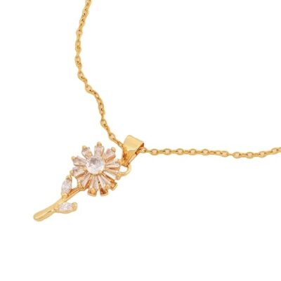 Delicate Daisy Flower Pendant Necklace in Gold Finish – Cute Romantic Jewelry Gift for Girls, Women, Girlfriend, Honeymoon, Anniversary & Date Night
