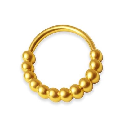 FASHIONS 18K Gold Plated Beaded Hoop Nose Ring Round Ball Bali Piercing Nosepin Lightweight Daily Nath Nose Stud Jewelry Wedding & Festive Look for Women & Girls
