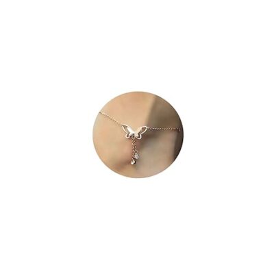 Italian Designer Rose Gold Plated Butterfly Anklet and Necklace for Women and Girls