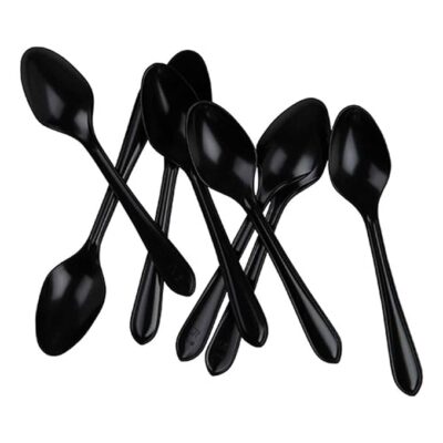 Bio-degradable Disposable Spoons | Eco Friendly Disposable Black Spoons | for Home Use, Party, Events |150 MM | 100 Pieces