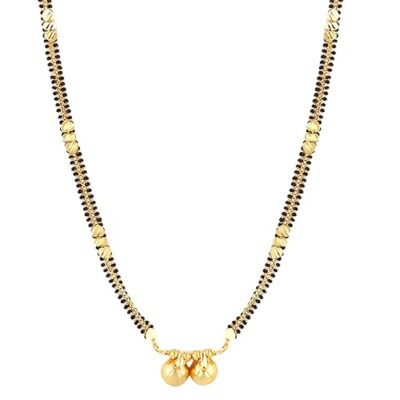 Jewellery's Traditional Temple Forming 1 g Gold Wedding Meenakari Maharashtrian Stylish Golden and Black Wati Tanmaniya Mangalsutra for Women MS-ME917