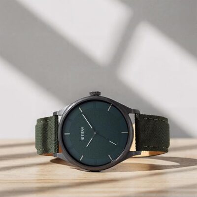 Titan Workwear Quartz Analog Hunter Green Dial Olive Green Leather Strap Watch for Men - NT1802NL02
