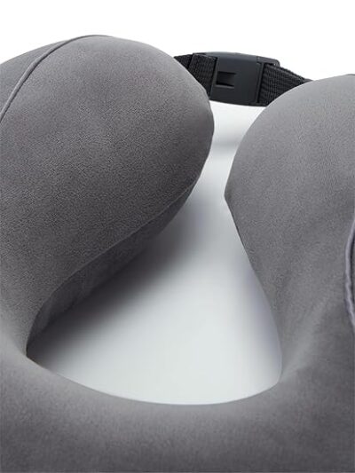 Samsonite Cooling Gel Memory Foam Pillow with Velcro, Grey, Grey Travel Pillow, Memory Foam Travel Pillow with Velcro