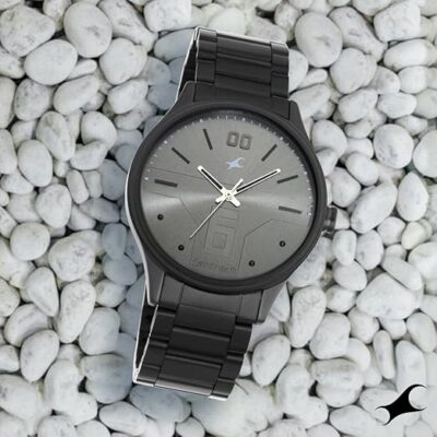 Fastrack Bare Basics Analog Grey Dial Men's Watch-3247NM02/NP3247NM02 Stainless Steel, Black Strap