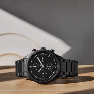 Titan Neo Quartz Multifunction Black Dial Black Stainless Steel Strap Watch for Men - NT1803NM01