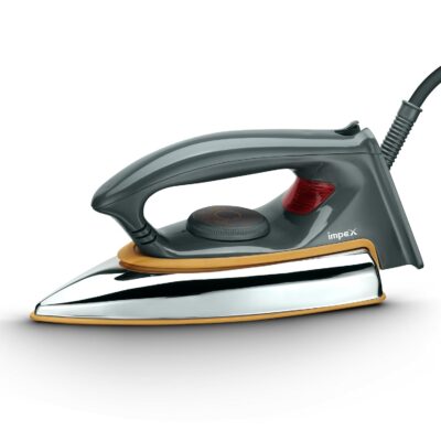 Impex Dry Iron Box 750 W Showy Light Weight, Shock Proof Iron Box with Temperature adjustments, Suitable for 6 Cloth Types, 2 Years Warranty (Black)