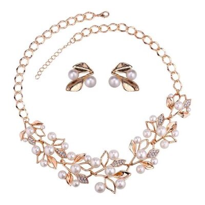 Gifts Stylish Latest Traditional Gold Plated Pearl Choker Jwell Necklace Jewellery Set with Earrings for Girls and Women