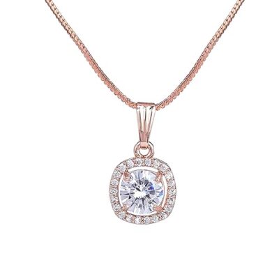 Fashion Jewellery for Women Rosegold Plated CZ Sparkling White Crystals Enhanced Pendant with Chain/Pendant Necklace Versatile Chic for Girls and Women-G-AD001-RGWE PENDANT