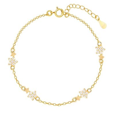925 Silver Golden Binary Star Bracelet, Adjustable | Gifts for Women and Girls | With Certificate of Authenticity and 925 Stamp