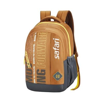 Safari Triplex 37L Casual Backpack with Armor Base, 3 Compartments, Bottle Holder Pocket, Front Pocket, Printed School Bag for Boys and Girls, College Backpack, Office Bag, Travel Bag
