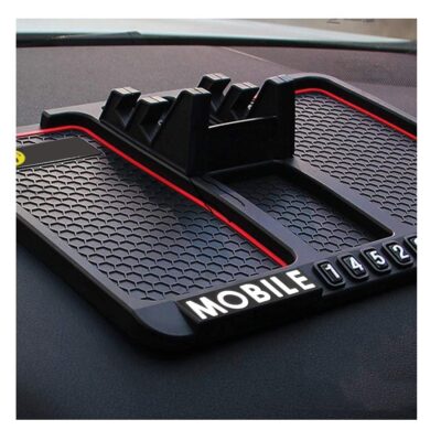 moxly Car Accessories Anti-Slip Car Dashboard Mat & Mobile Phone Stand Holder Mount, Mobile Number Plate for Car, Non-Slip Sticky Rubber Pad for Smartphone, GPS Navigation, Toys, Coins.