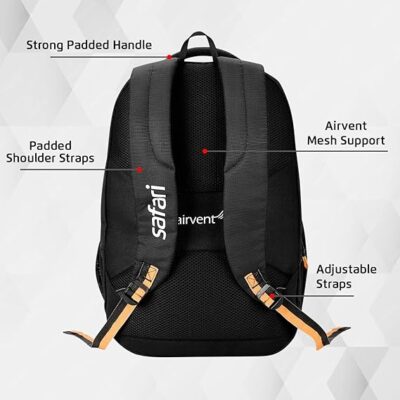 Safari Expand 43L Expandable Laptop Bag with Armor Base, Raincover, 3 Compartments, Compression Straps, Large Size Travel Bag, Ideal For 3-4 Days Staycations, Hiking, Office Bag