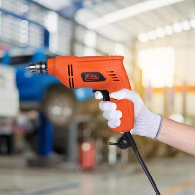 BLACK+DECKER BD65RD 400W 6.5mm Corded Variable Speed Reversible Rotary Drill for Home & DIY Use for Drilling Into Masonry & Wood, 1 Year Warranty, ORANGE & BLACK