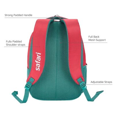 Safari Casual Backpacks 2 Compartments, Front Pocket, Bottle Holder, School Bags For Boys & Girls, College Bag For Unisex, Ideal For School, College, Office & Travel,Multicolor