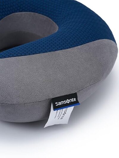 Samsonite Cooling Gel Memory Foam Pillow, Grey- Blue, Grey-Blue Travel Pillow, Memory Foam Travel Pillow
