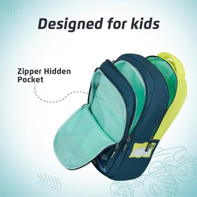 Safari Genius Roadster 27L Kids Printed Backpack, 3 Compartments, Hidden Pocket, File Holder, Bottle Holder, Front Pocket, School Bag for Boys and Girls, Bag for Kids