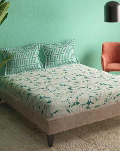 Portico New York Super King Size Flat Bedsheet with 2 Pillow Covers Cadence 2