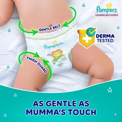 Pampers Complete Skin Comfort Pants, Anti-rash blanket, Lotion with Vitamin E & Aloe Vera, Medium (M), 76 Count, 7-12kg