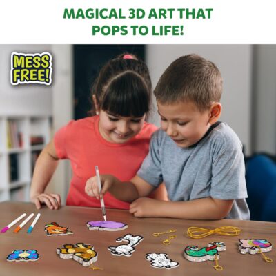 3D Art Kit - Aqua Puffs Animals, Mess-Free Painting Craft for Kids, DIY Colour & Inflate Activity, Travel Toys & Creative Gifts for Girls & Boys Ages 4, 5, 6, 7, 8, 9, 10