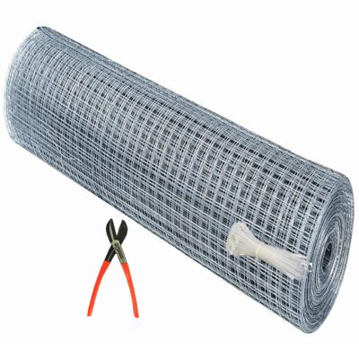 UV Stabilized 18 Guage Welding Wire Garden Fencing Iron Net Tree Guard Net Anti Bird Net_3 Feet Height X 10 Feet Length with 1 Cutter and 100 PVC Tags SP46