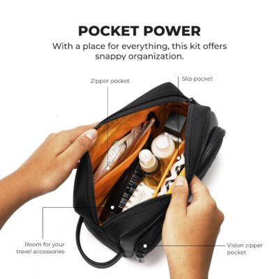MOKOBARA Nylon The Wonder Kit|Black Water Resistant Toiletry Bag | Travel Pouch Accessory for Unisex | Multipurpose Storage & Makeup Organizer (Black)