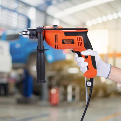 BLACK+DECKER BED550-IN 550 W, 13mm Corded Variable Speed Ergonomic Reversible Hammer Drill with Lock On Button For Home & DIY Use for Masonry, Steel & Wood, 1 Year Warranty, ORANGE & BLACK