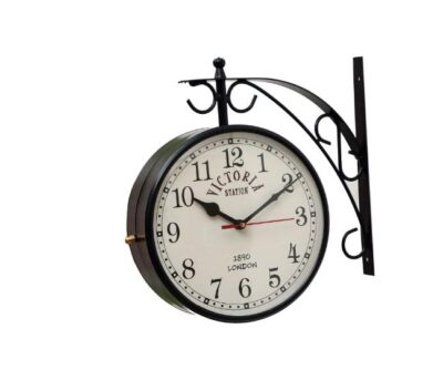 Double-Sided Wall Clock | Trending Design | Classic Hanging Bracket Clock for Home & Cafe Decor (8 inch Black Body)