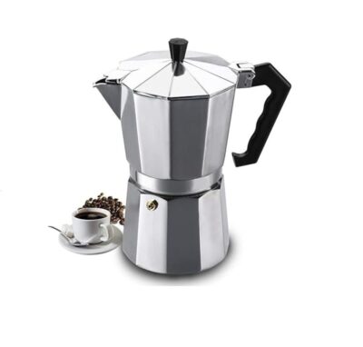 3D CREATIONS 2-Cup Moka Pot Coffee Maker (100 ml) | Premium Aluminum Italian Stovetop Espresso Percolator | Manual Coffee Brewer for Home, Office & Travel