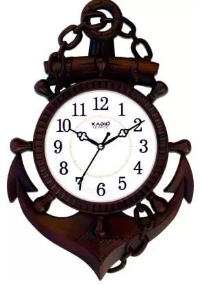 Analog 39 cm X 26 cm Wall Clock (Black, with Glass, Standard)