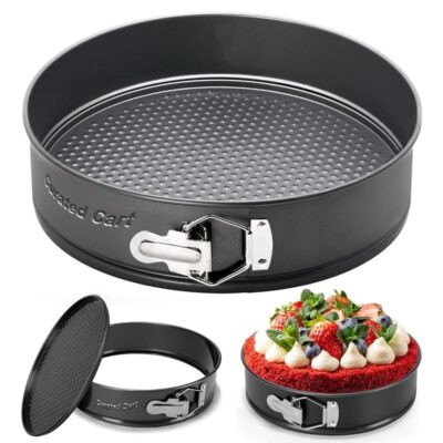 PureBake 8-Inch Non-Stick Cake Mould with Removable Base (SGS Certified, Black)