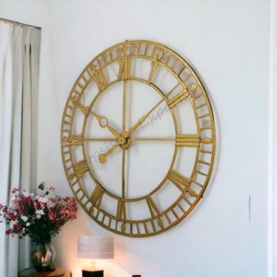Iron Gold Extra Large Wall Clock And Gold Marker/One Year Warranty / 9082-42, Analog