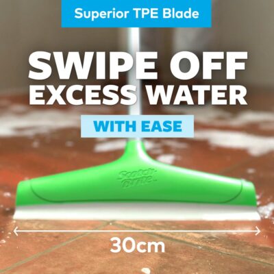 Scotch-Brite Bathroom Squeegee Plastic Wiper (30 cm, Green) | Sharp Rubber Edge | Corrosion-Free | Lightweight & Durable