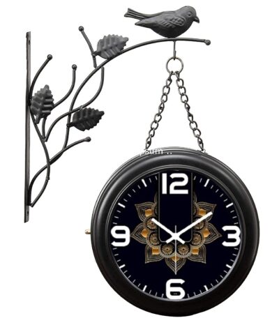 Metal Double Side Iron Wall Clock (10 Inches) - Analog, Multicolor